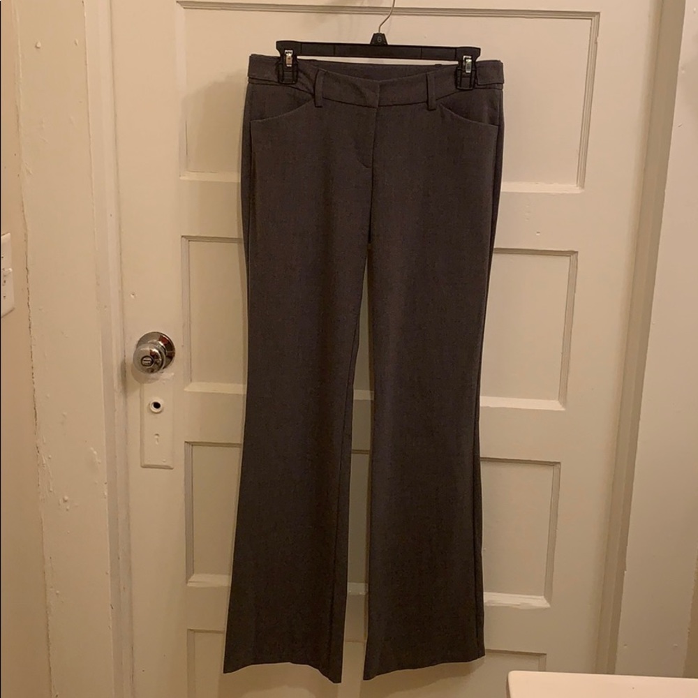 Charcoal grey dress slacks.